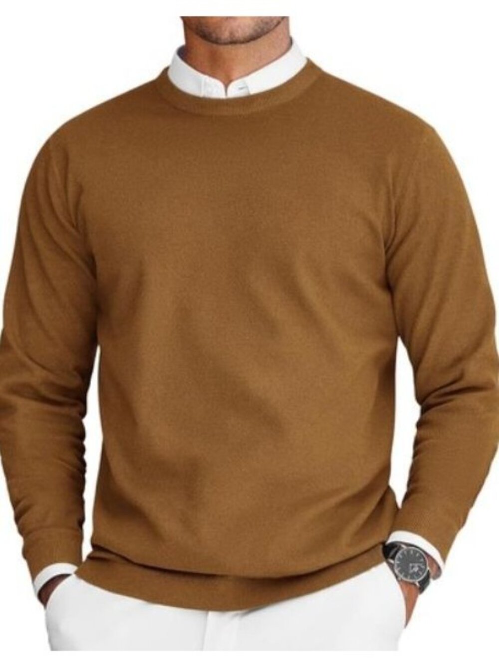 Coofandy Crewneck Sweater Brown XXL New Classic Long Sleeve Lightweight Knit